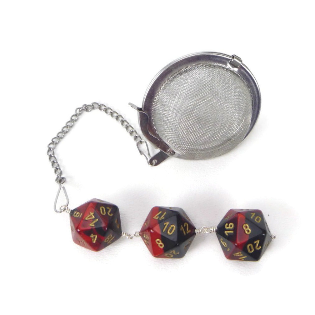 Tea Infuser with Red and Black Dice Trio