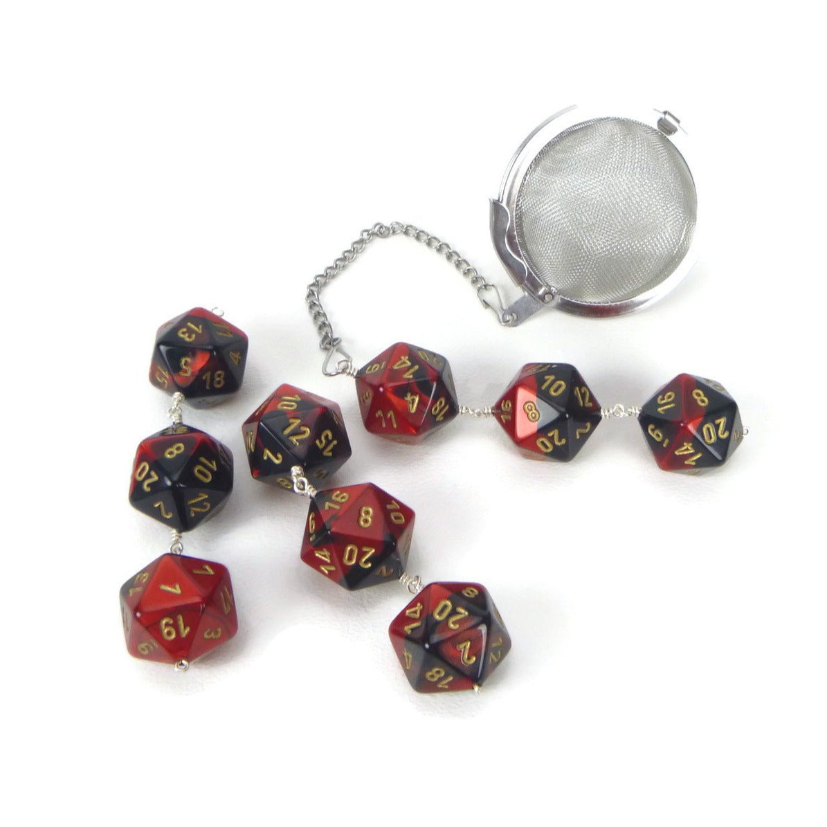 Tea Infuser with Red and Black Dice Trio