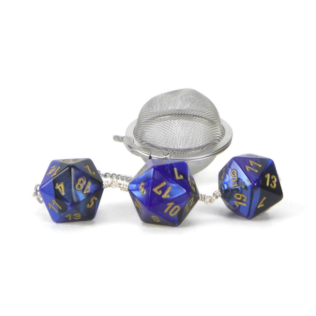 Tea Infuser with Blue and Black Dice Trio