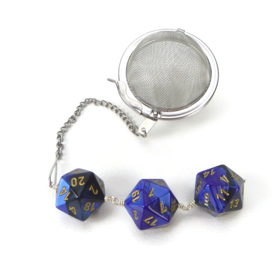 Tea Infuser with Blue and Black Dice Trio