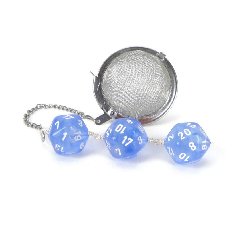 Tea Infuser with Sky Blue Borealis Dice Trio