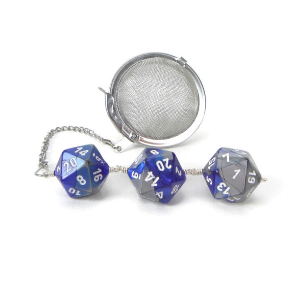 Tea Infuser with Blue and Silver Dice Trio