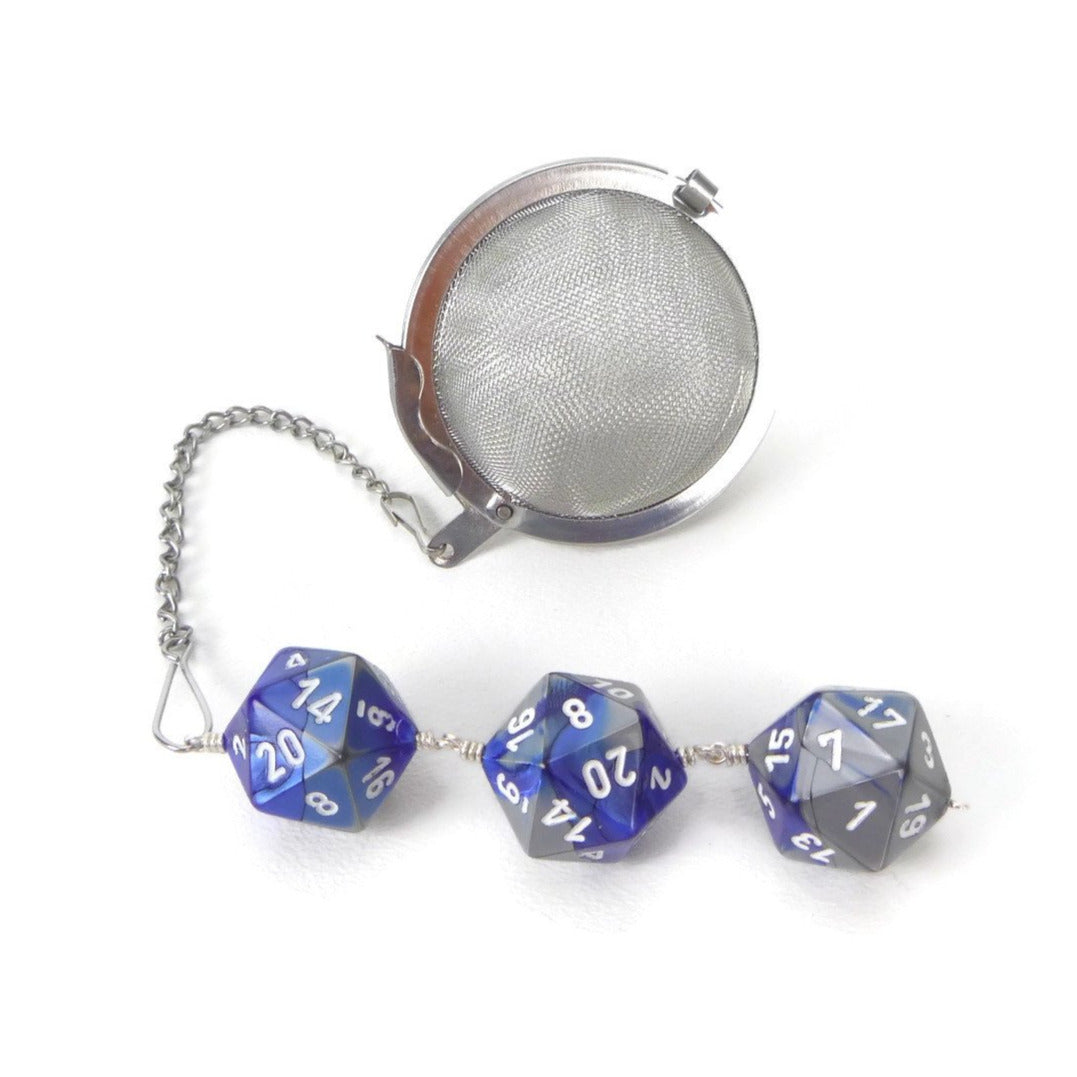 Tea Infuser with Blue and Silver Dice Trio