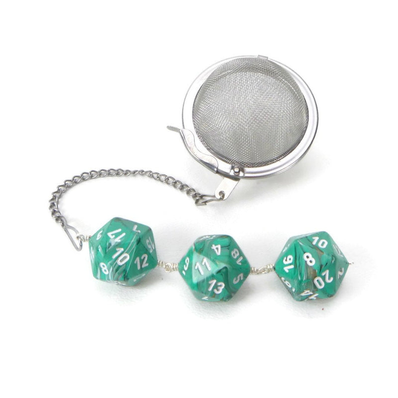 Tea Infuser with Marbled Copper and Teal Dice Trio