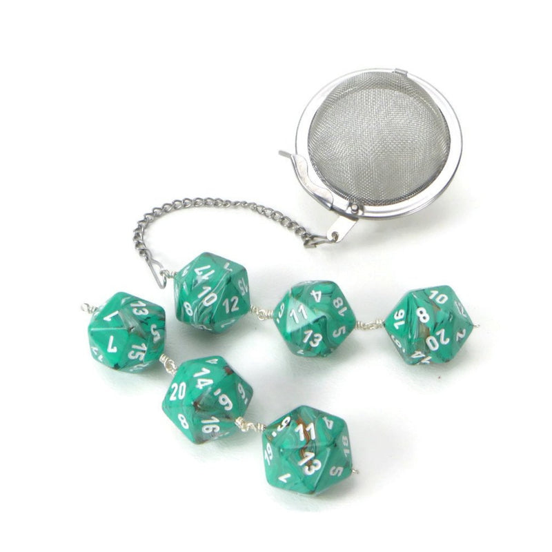 Tea Infuser with Marbled Copper and Teal Dice Trio