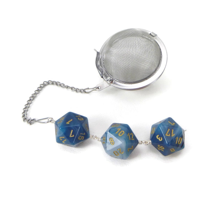 Tea Infuser with Cloudy Blue/Teal Dice Trio