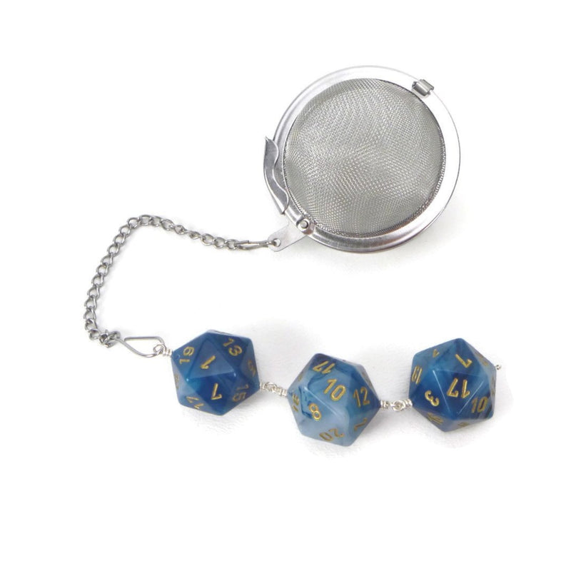 Tea Infuser with Cloudy Blue/Teal Dice Trio