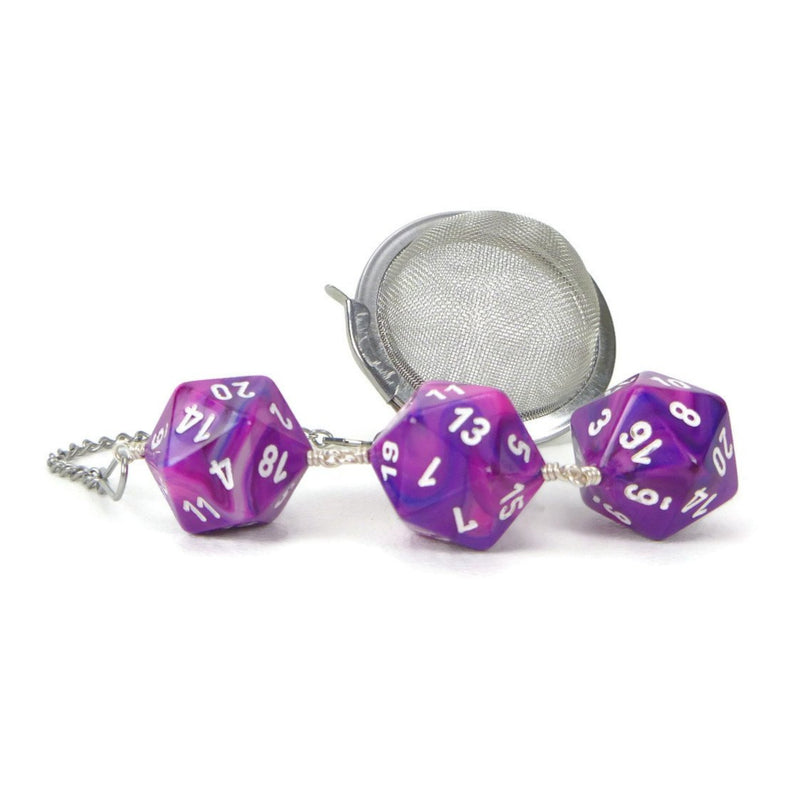 Tea Infuser with Swirled Pink and Purple Dice Trio