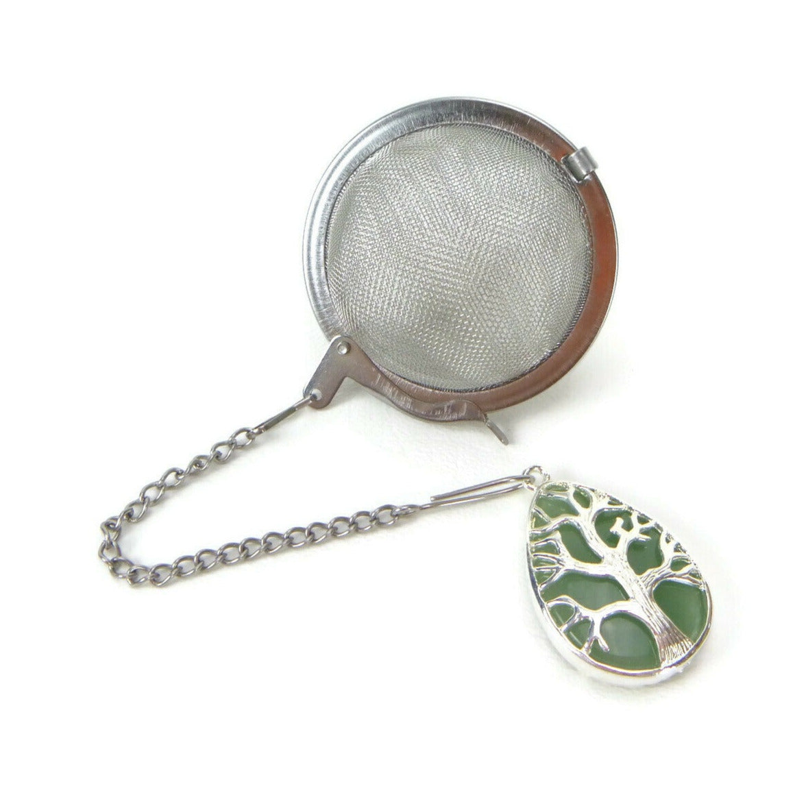 Tea Infuser with Gemstone Silver Tree Charm (choose your stone!)