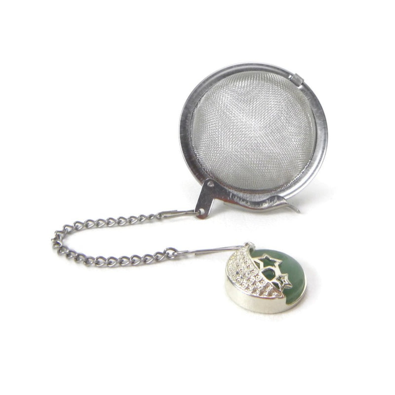 Tea Infuser with Aventurine and Crescent Moon Charm