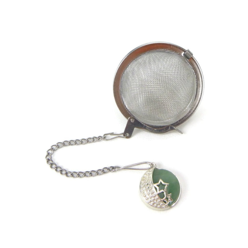 Tea Infuser with Aventurine and Crescent Moon Charm