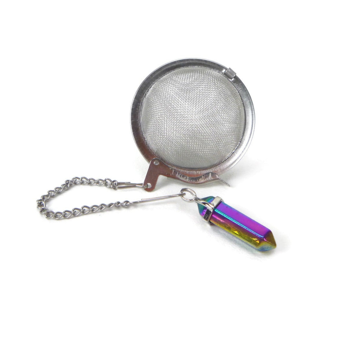 Tea Infuser with Mini Crystal Point Charm (Pick your stone!)