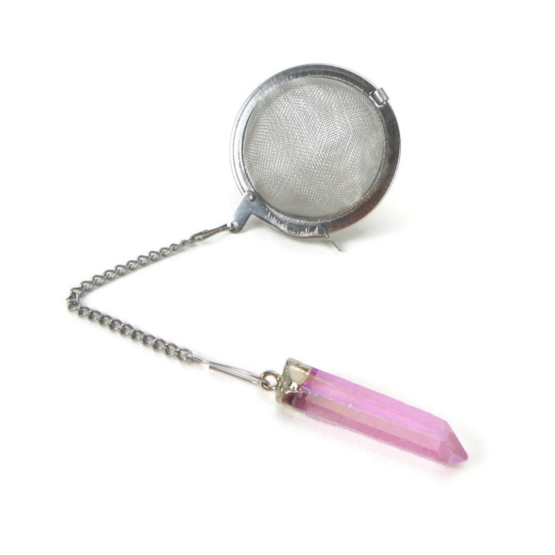 Tea Infuser with Pink Aura Crystal Charm