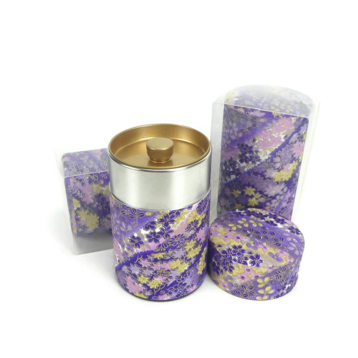Purple Floral Washi Paper Canister - 3.5oz