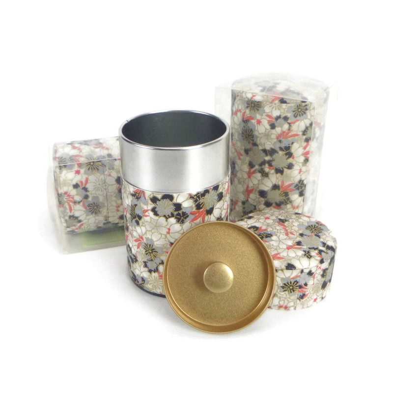 Black and Red Floral Washi Paper Canister - 3.5oz