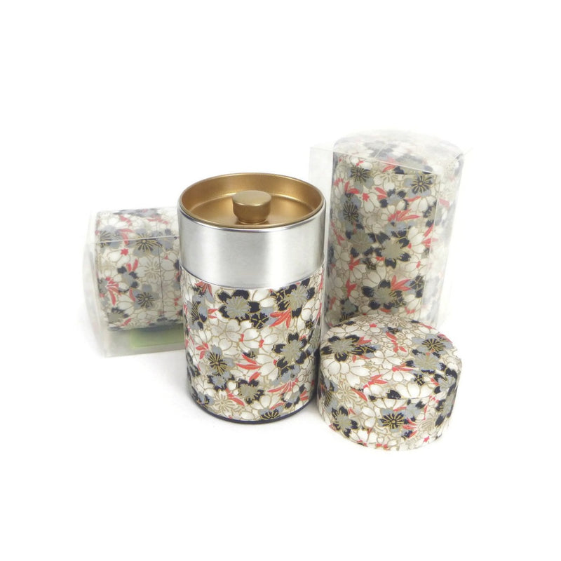 Black and Red Floral Washi Paper Canister - 3.5oz