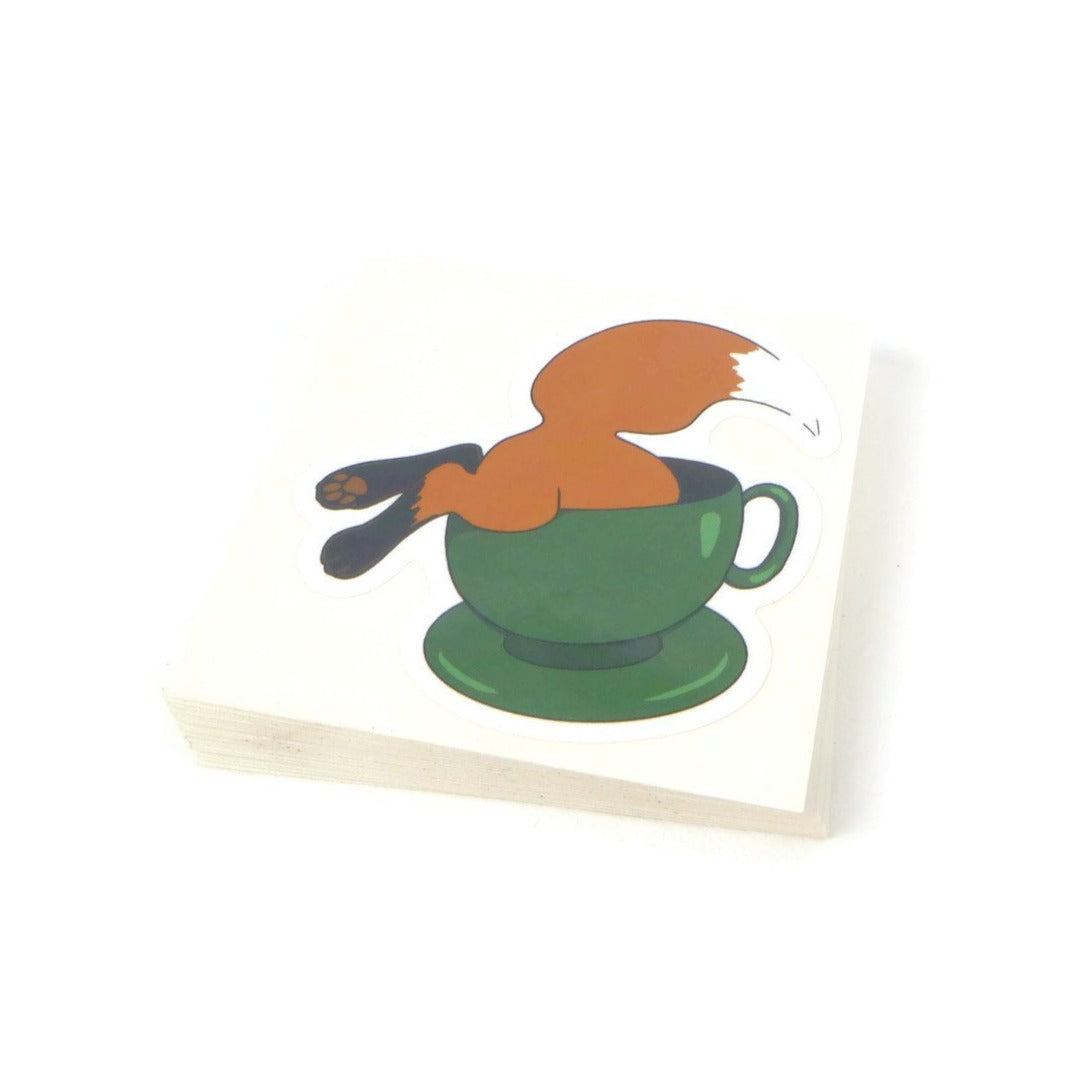 Fox Jumping into a Teacup Sticker