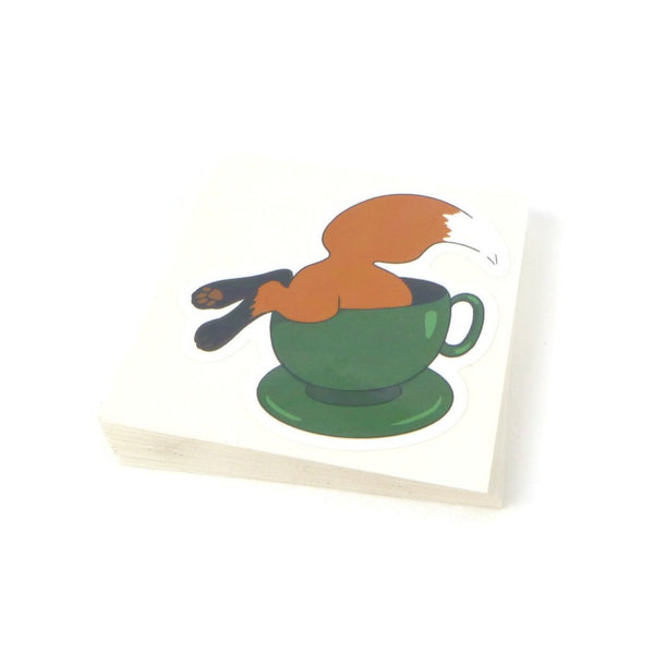 Fox Jumping into a Teacup Sticker