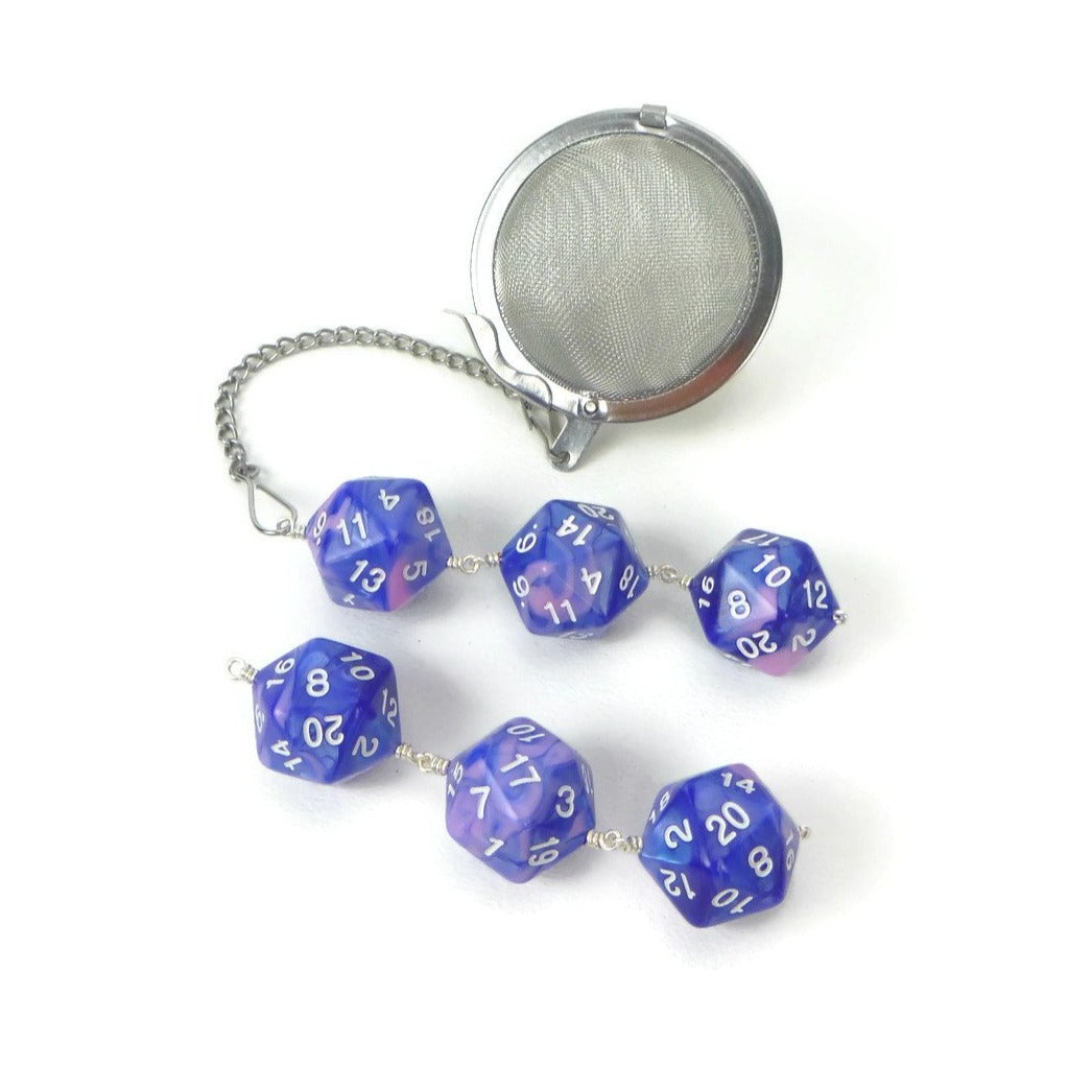 Tea Infuser with Blue and Pink Cotton Candy Dice
