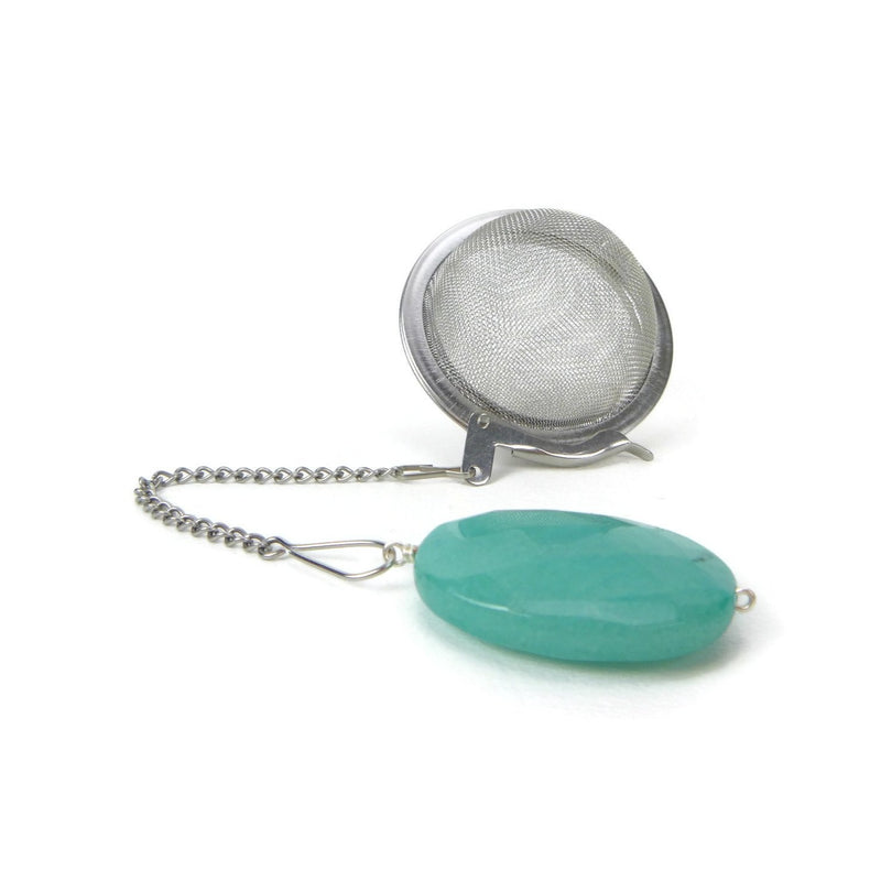 Tea Infuser with Teal Oval Charm
