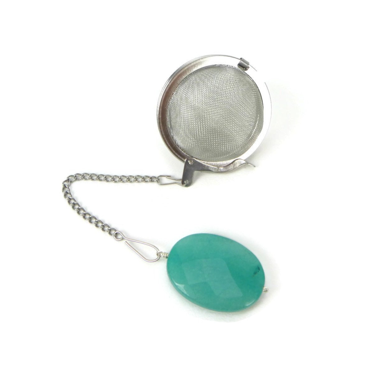 Tea Infuser with Teal Oval Charm