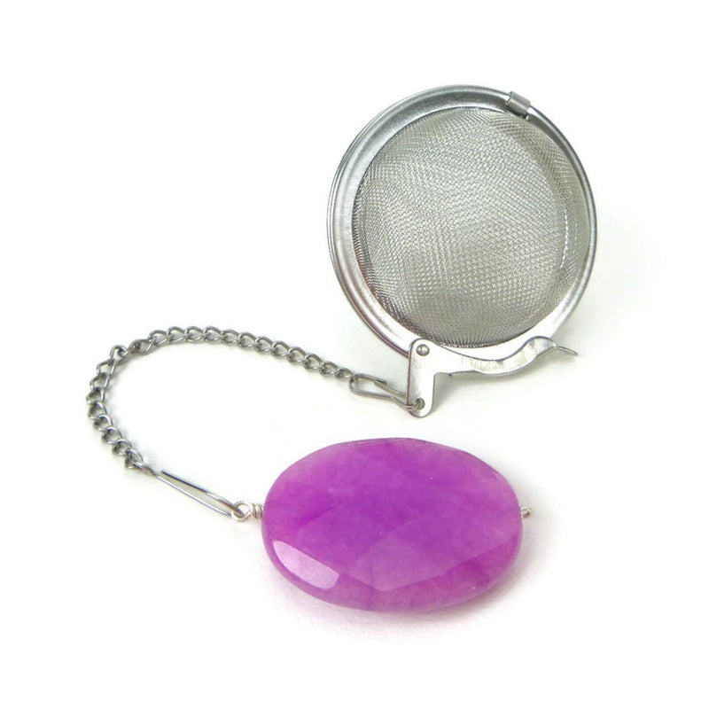 Tea Infuser with Violet Oval Charm