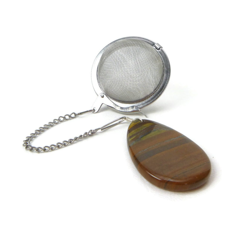 3 inch Tea Infuser with Tiger's Eye Teardrop Charm