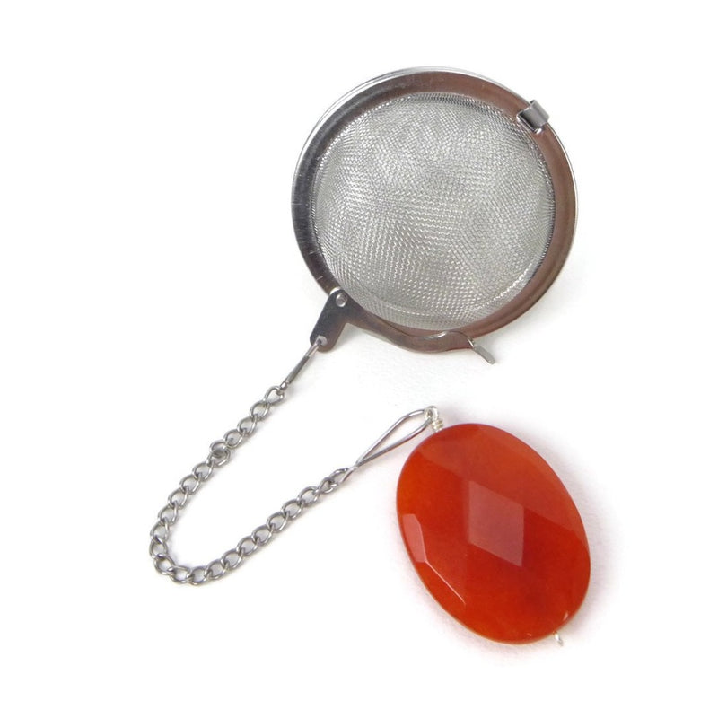 Tea Infuser with Orange Oval Charm
