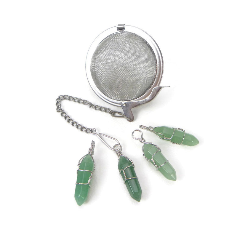 Tea Infuser with Green Aventurine Crystal Point