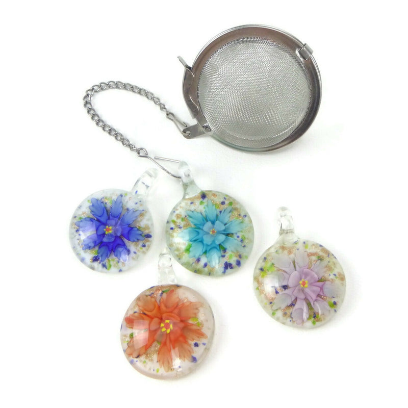 Tea Infuser with Flower Glass Charm