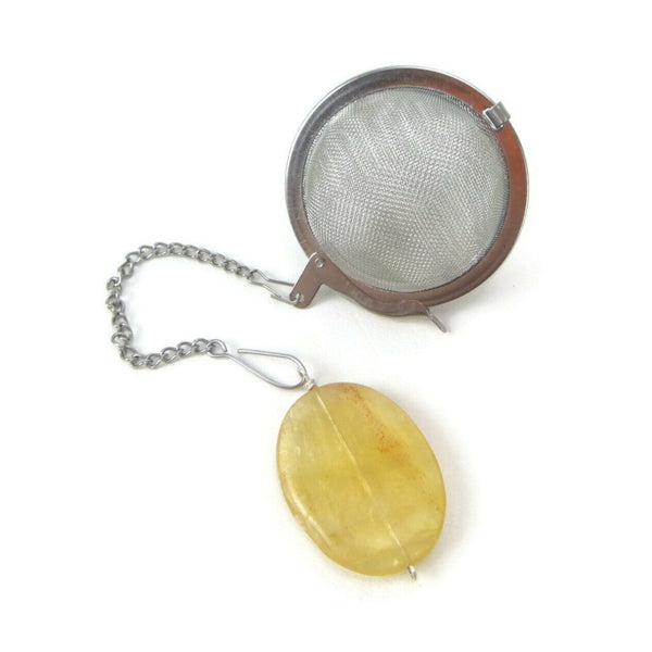 Tea Infuser with a Yellow Quartz Oval Charm