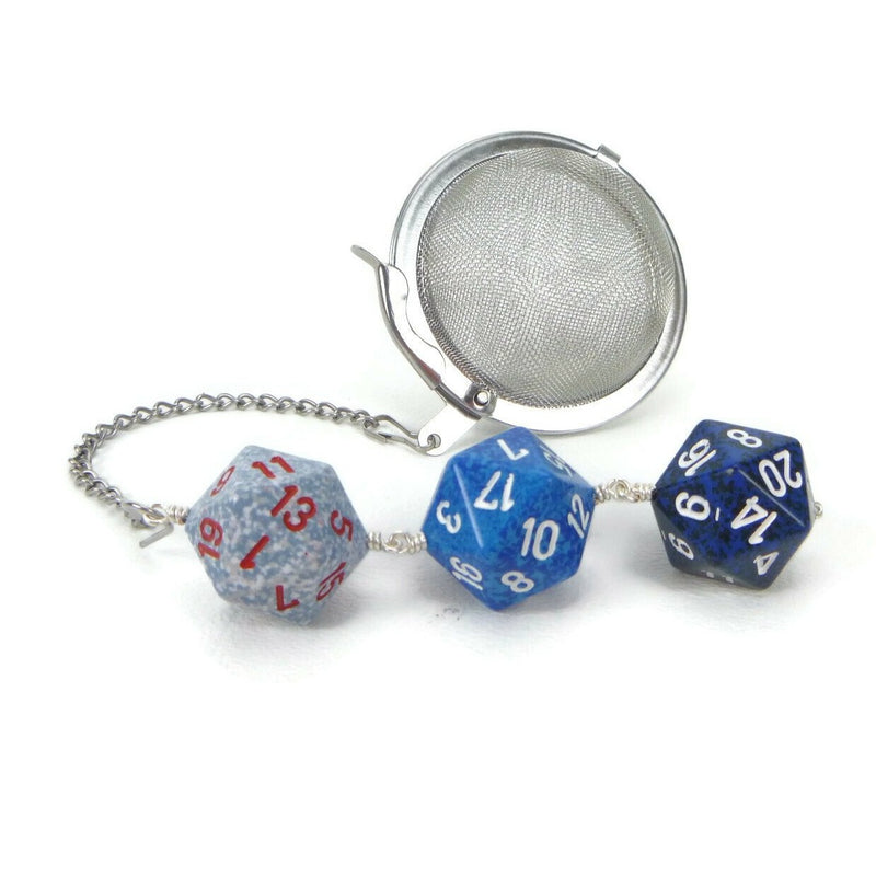 Tea Infuser with Blue Speckled Dice Trio