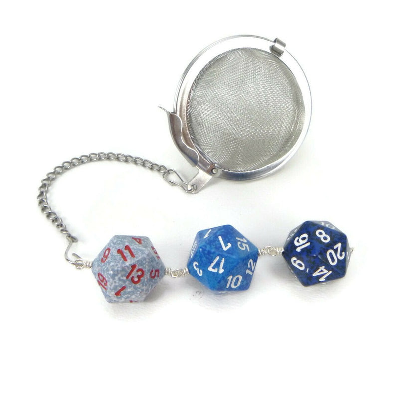 Tea Infuser with Blue Speckled Dice Trio