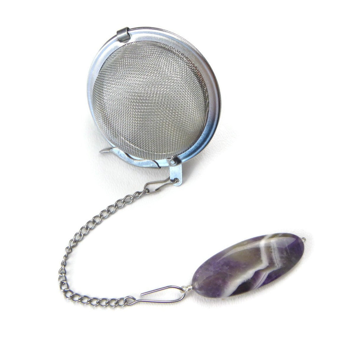 Tea Infuser with Chevron Amethyst Oval Charm