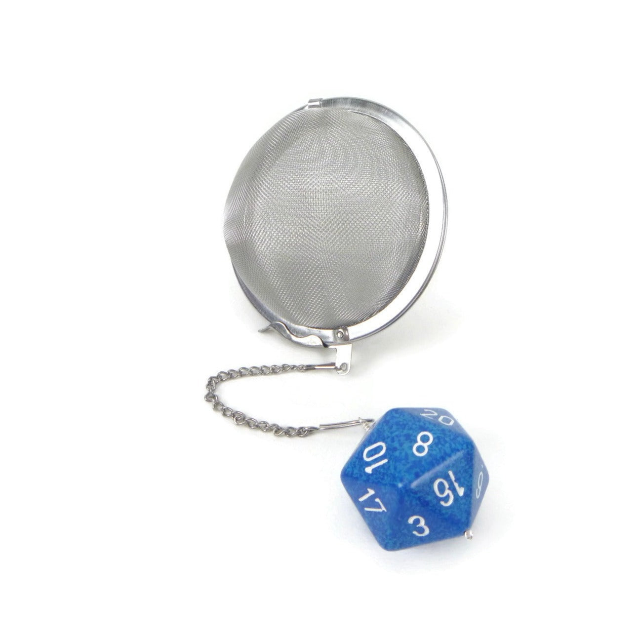3 Inch Tea Infuser Ball with Large d20 - Water Blue