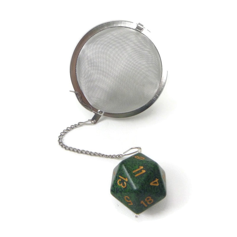 3 Inch Tea Infuser Ball with Large d20 - Forest Green