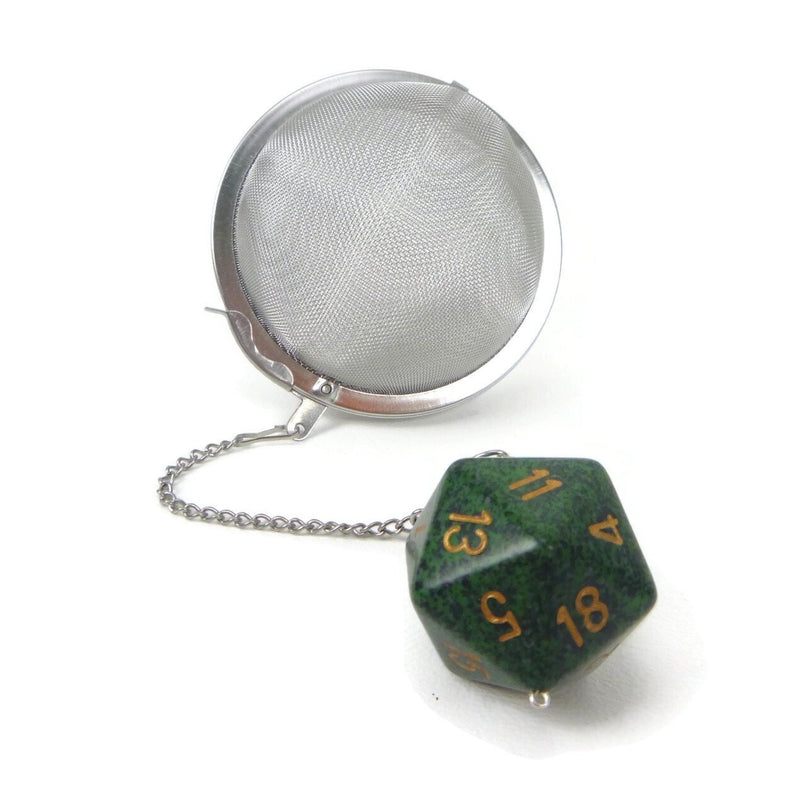 3 Inch Tea Infuser Ball with Large d20 - Forest Green