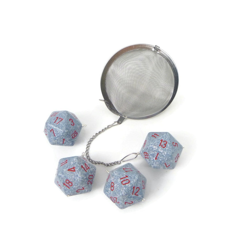 3 Inch Tea Infuser Ball with Large d20 - Air Blue