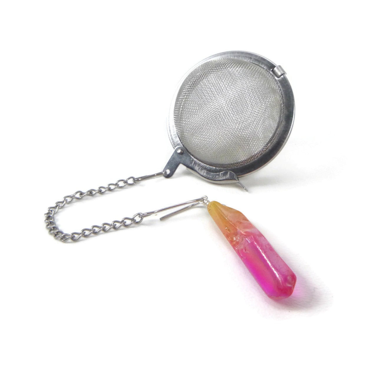 Tea Infuser with Gradient Yellow to Pink Crystal Point