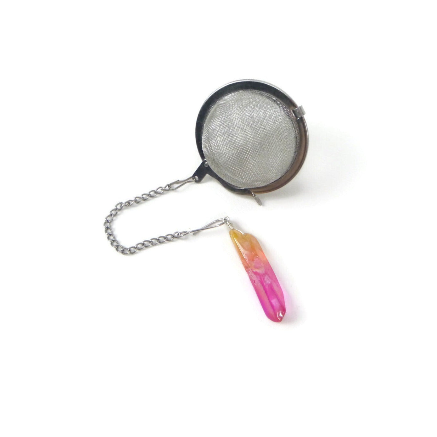 Tea Infuser with Gradient Yellow to Pink Crystal Point