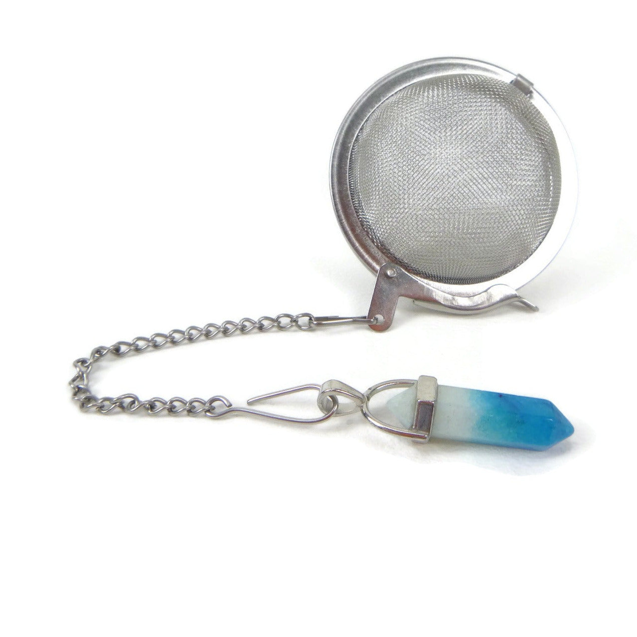 Tea Infuser with Mini Crystal Point Charm (Pick your stone!)