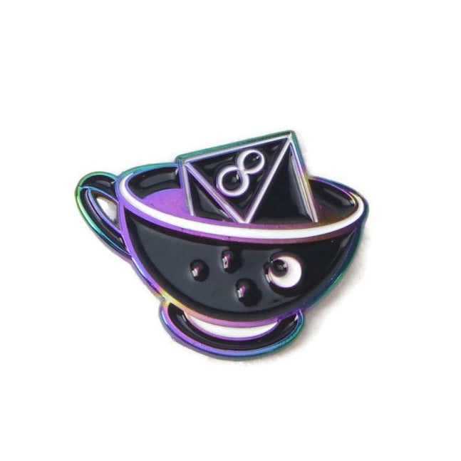D8 and Teacup Enamel Pin - Rainbow Metal