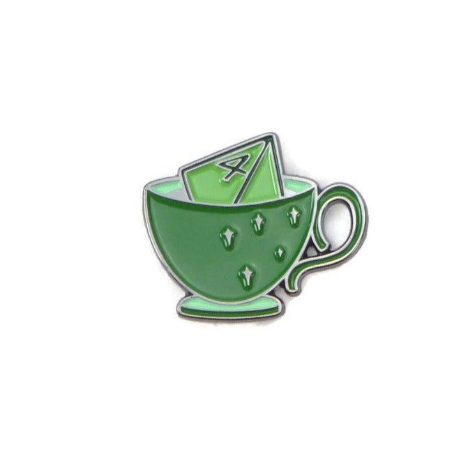 D4 and Teacup Enamel Pin - Green Teacup