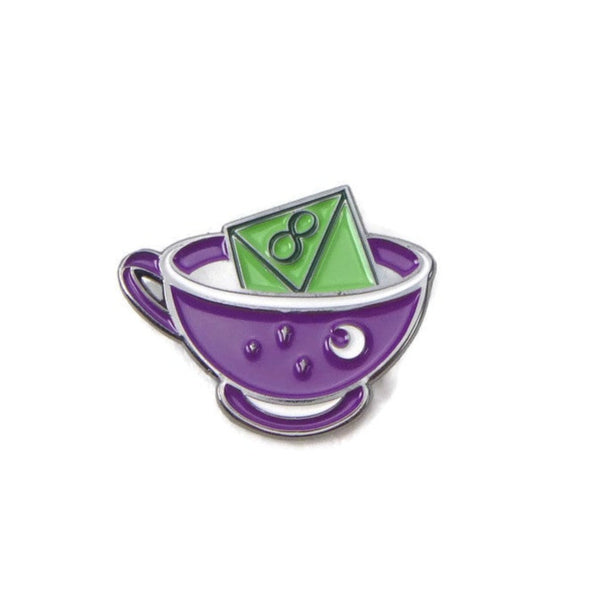 D8 and Teacup Enamel Pin - Purple Teacup