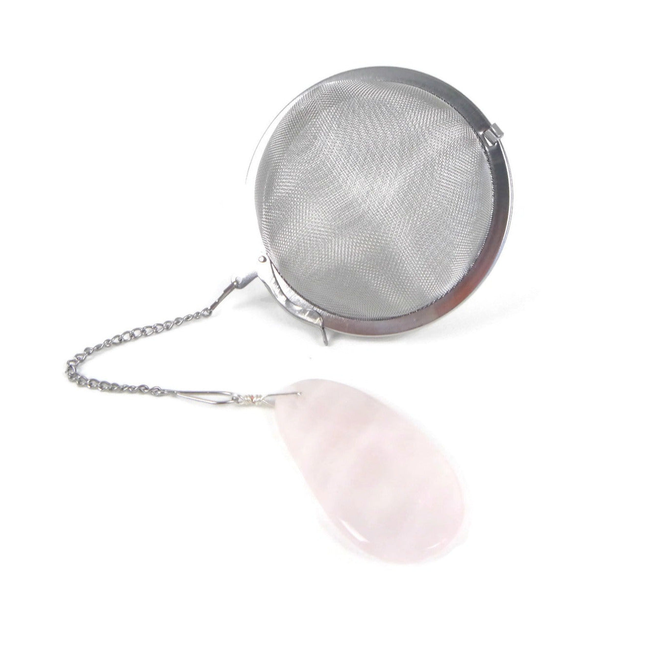 3 Inch Tea Infuser Ball with Rose Quartz Stone Charm