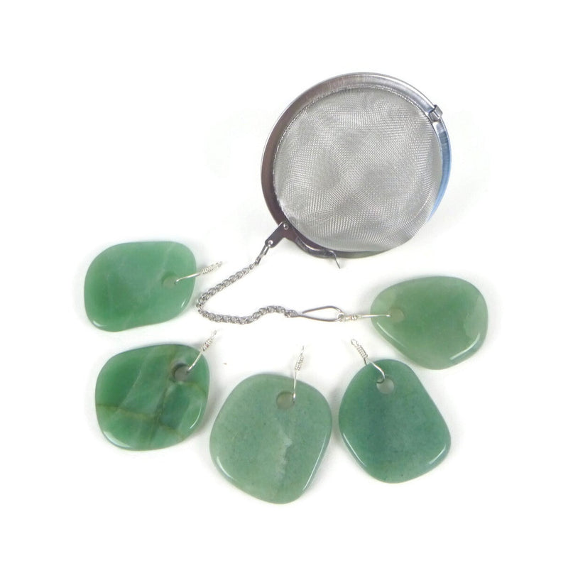 3 Inch Tea Infuser Ball with Green Aventurine Stone Charm