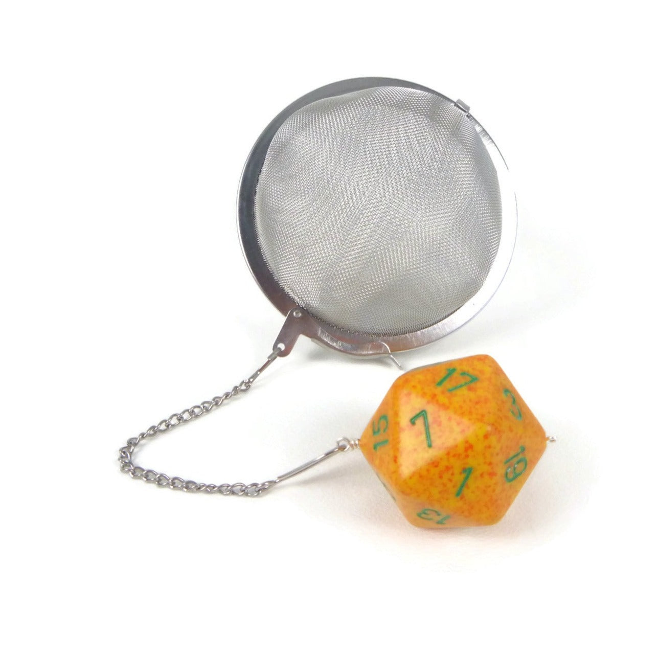 3 Inch Tea Infuser Ball with Large d20 - Speckled Lotus