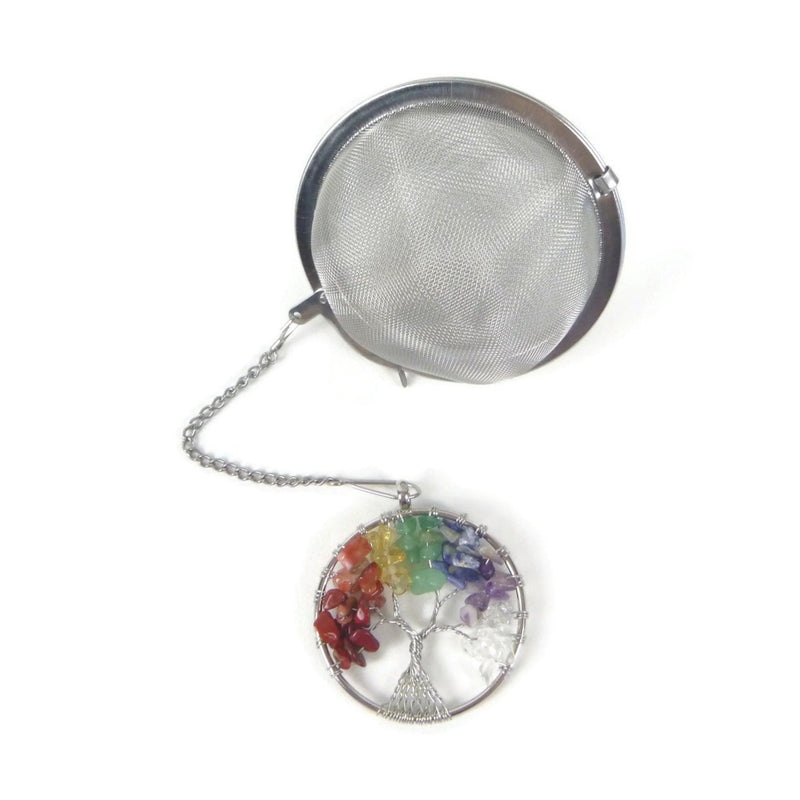 3 Inch Tea Infuser Ball with Wired Rainbow Tree Charm