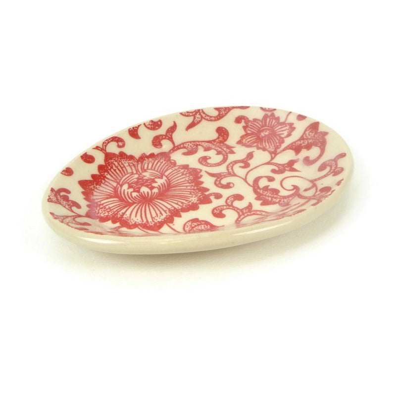 Floral Red and White Small Plate