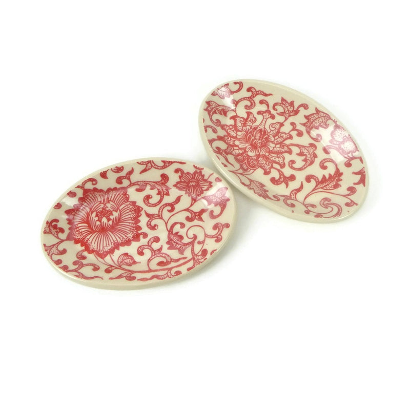 Floral Red and White Small Plate